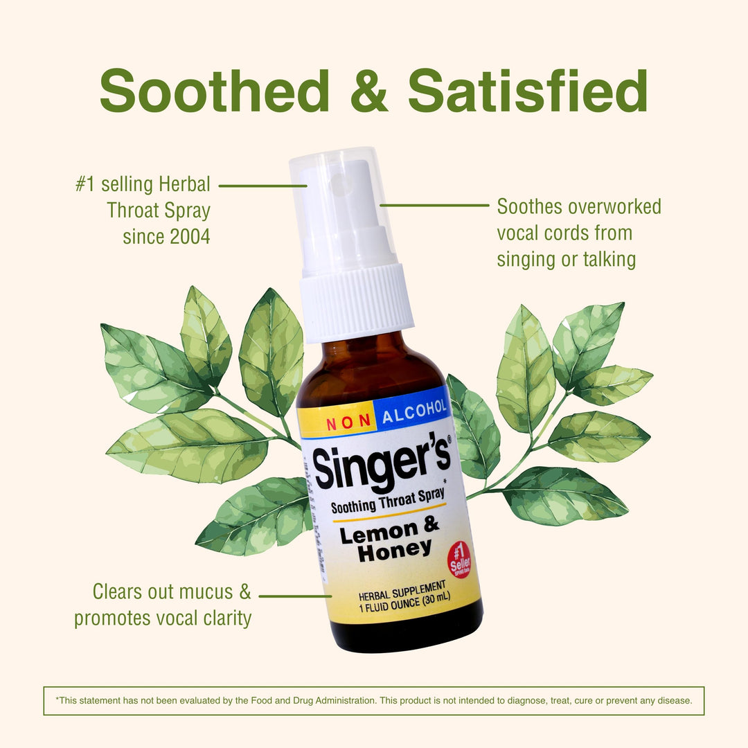 Singer&#39;s Saving Grace Lemon &amp; Honey - Herbal Remedy Spray Aids Throat Comfort &amp; Health - Soothing Hydrating Throat Support - Throat Relief Spray with Licorice - 1 fl oz (About 75 Servings)
