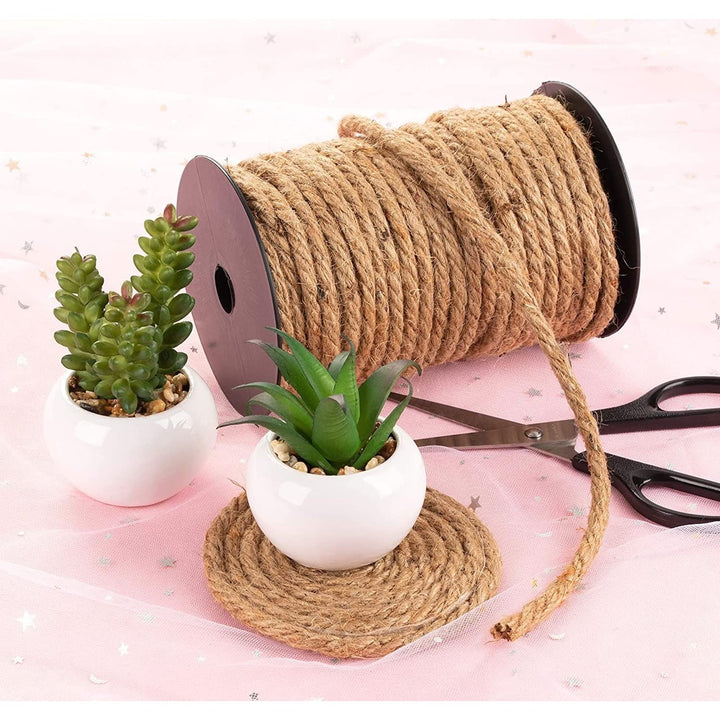 100 Feet Nautical Rope for Crafts, 6mm Thick Jute Twine (Brown)