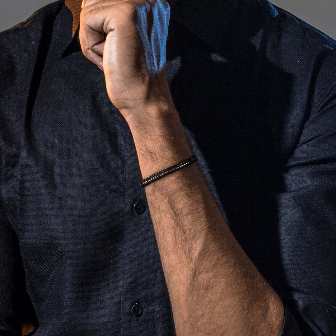 Bracelets for Mens Gifts, Black Leather Bracelets for Men Gifts Morse Code My Boyfriend Bracelet Gifts for Him Mens Wrist Bracelets Gifts for Mens Jewelry Male Unique Gifts for Boyfriend