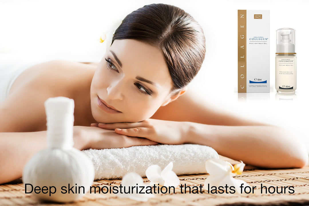 SALCOLL COLLAGEN Anti-Aging Face &amp; Neck Gel - Marine Collagen Moisturizer, Reduces Wrinkles, Fine Lines, Acne Scarring, Repairs Damaged Facial Skin - 50 ml
