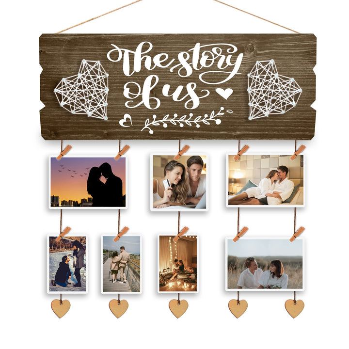 Bridal Shower Gift for Bride - Wedding Engagement Gifts for Women Bride to Be - New Couples Picture Hanging Board with Clips and Twine