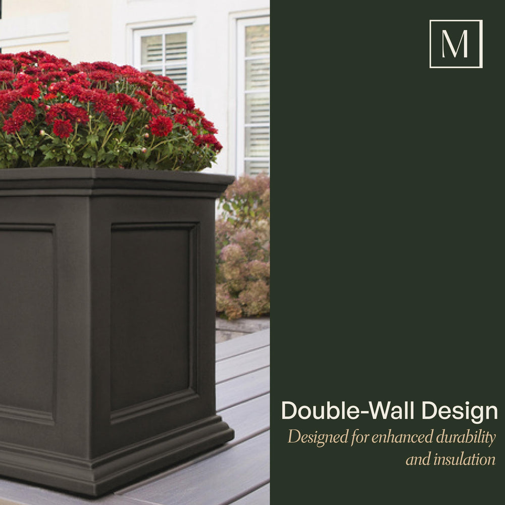 Fairfield 20-Inch Square Planter – Self-Watering, Weather-Resistant Planter for Flowers – Durable Outdoor Design for Patio, Porch, or Entryway