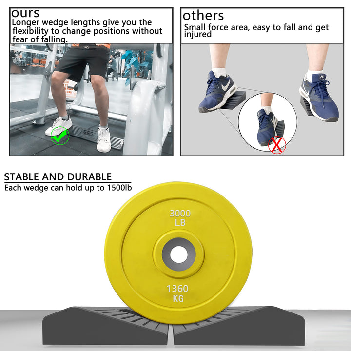 Squat Wedge Blocks for Weight Lifting, Non-Slip Solid Rubber Squat Blocks for Powerlifting, Deadlifting, Weight Training, Barbell and Kettlebell Squats