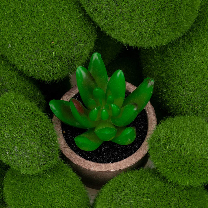 50 Pcs 5 Size Artificial Moss Rocks Decorative Faux Green Moss Covered Stones Fake Moss Balls for Garden Decor DIY Floral Arrangements Plant Poted Decoration