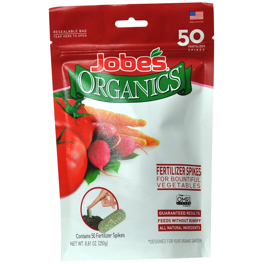 Jobe’s Organics Garden Fertilizer Spikes, Easy Plant Care Fertilizer for Vegetable Gardens and Tomato Plants, 50 Count