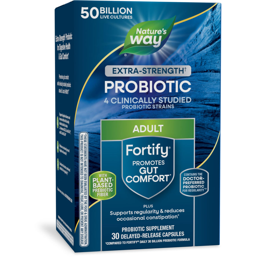 Extra Strength** Fortify Probiotic, Prebiotics, 50 Billion Live Cultures, Digestive and Immune Health Support*, 30 Capsules (Packaging May Vary)