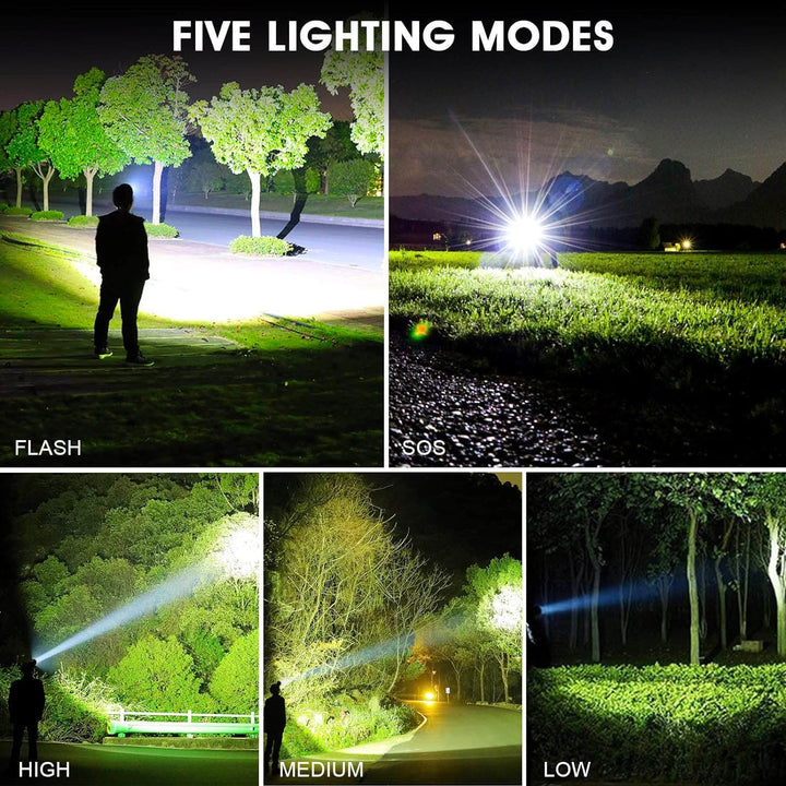 AMAKER LED Rechargeable Headlamp, 900000 High Lumens Super Bright with 5 Modes & IPX7 Level Waterproof USB Rechargeable Zoom Headlamp, 90° Adjustable for Outdoor Camping, Running, Cycling, Climbing
