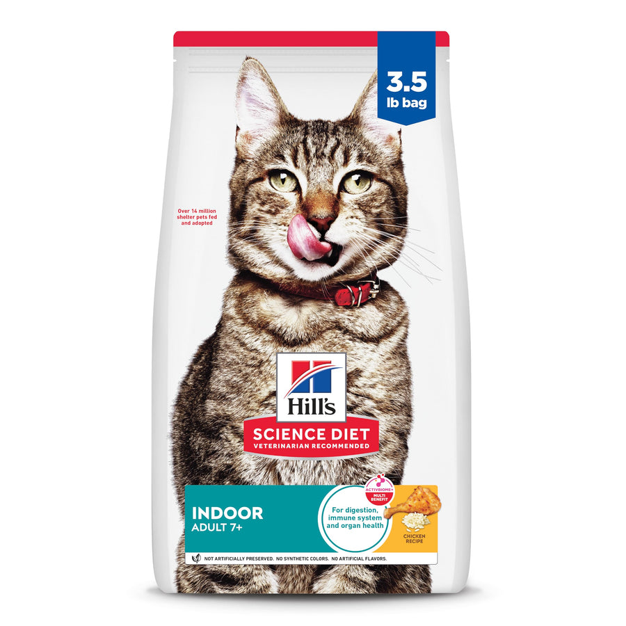 Science Diet Indoor, Senior Adult 7+, Easy Litter Box Cleanup, Dry Cat Food, Chicken Recipe, 3.5 lb Bag