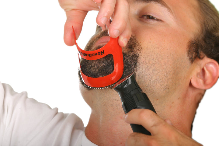 RevoGoatee Goatee Shaving Template - Shaping &amp; Edge-up Tool for Goatee Trimming, Lineup - Grooming Kit for Men - One Size Fits All - Self Cut Guide - Use w/Beard Trimmer or Clipper - Barber Supplies