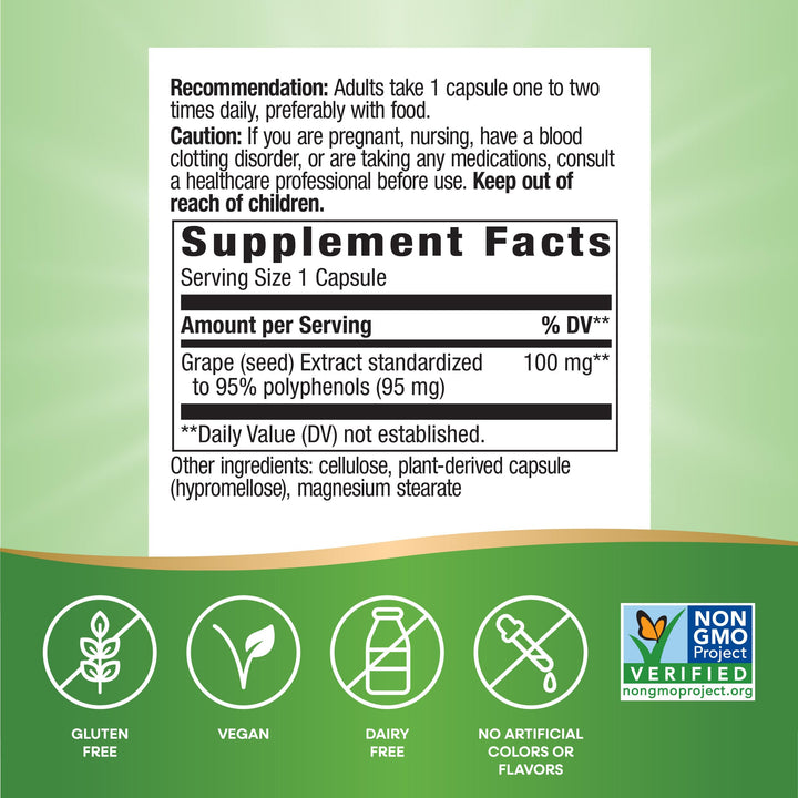 Nature&#39;s Way Grape Seed Premium Extract, Suppor