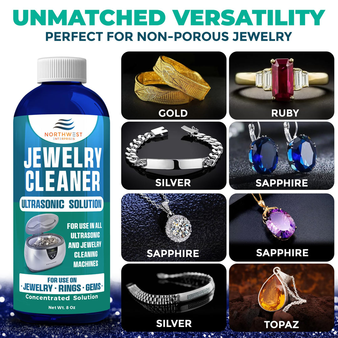 Jewelry Cleaner, Ultrasonic Jewelry Cleaner Solution - The Jewelry Cleaner for Gold, Silver, Platinum Diamonds and Non-Porous Precious and Semi-Precious Jewelry (Pack of 2)