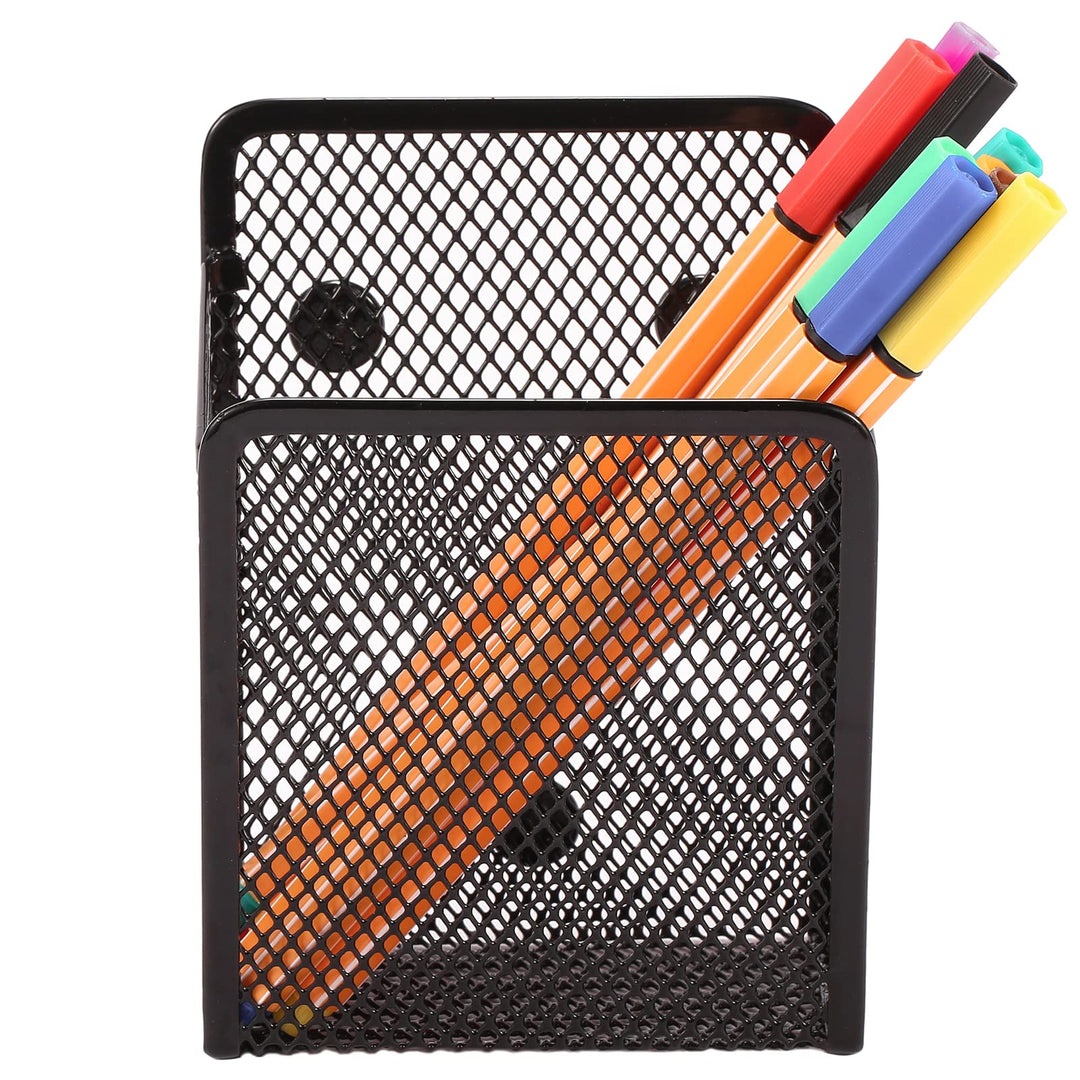Magnetic Pencil Holder,Mesh Stainless Steel Pen Basket, Metal Writing Utensil Storage Organizer for Whiteboard,Blackboard,Kitchen, Locker, Home, or Office