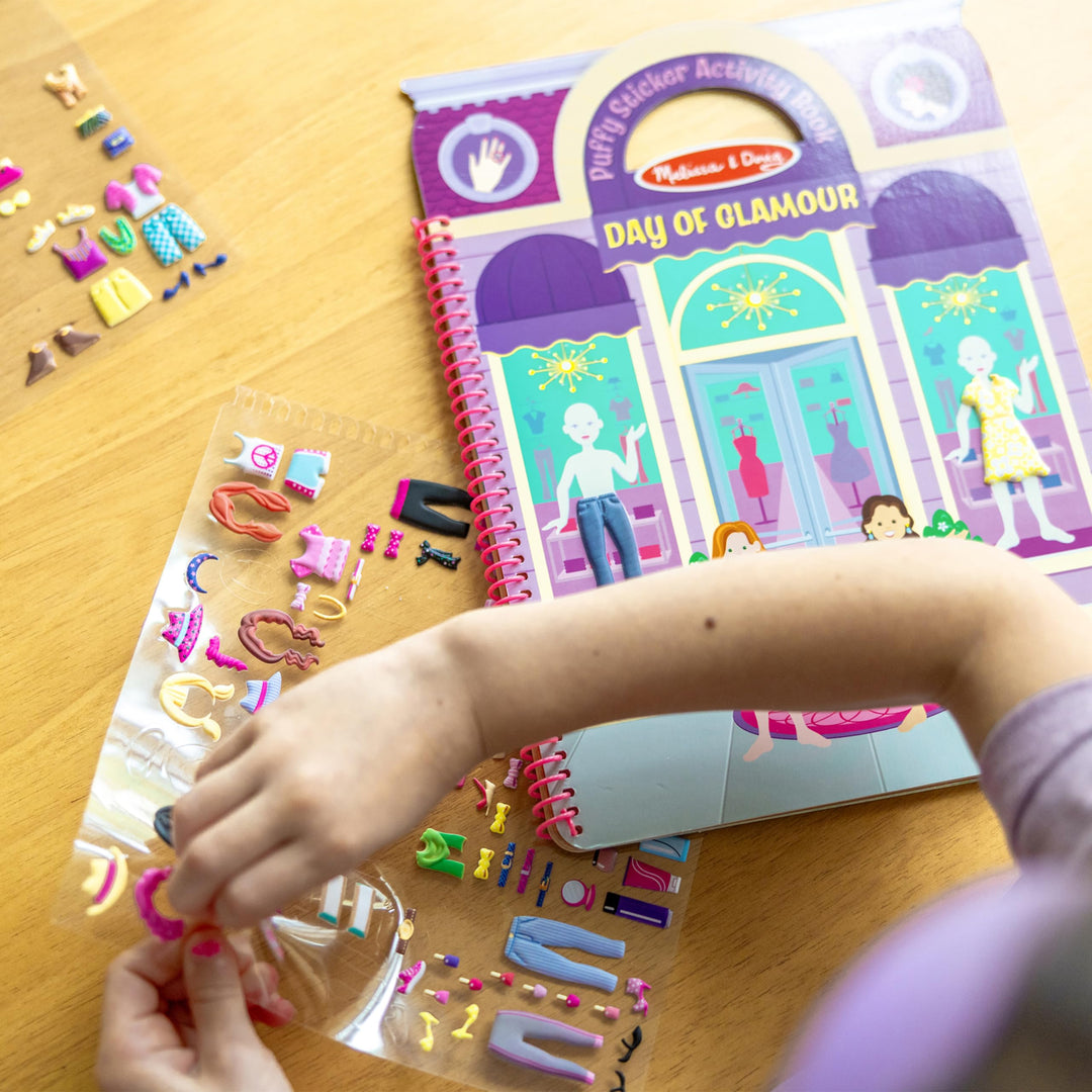 Melissa &amp; Doug Puffy Sticker Activity Book: Day of Glamour - 196 Reusable Stickers - FSC Certified
