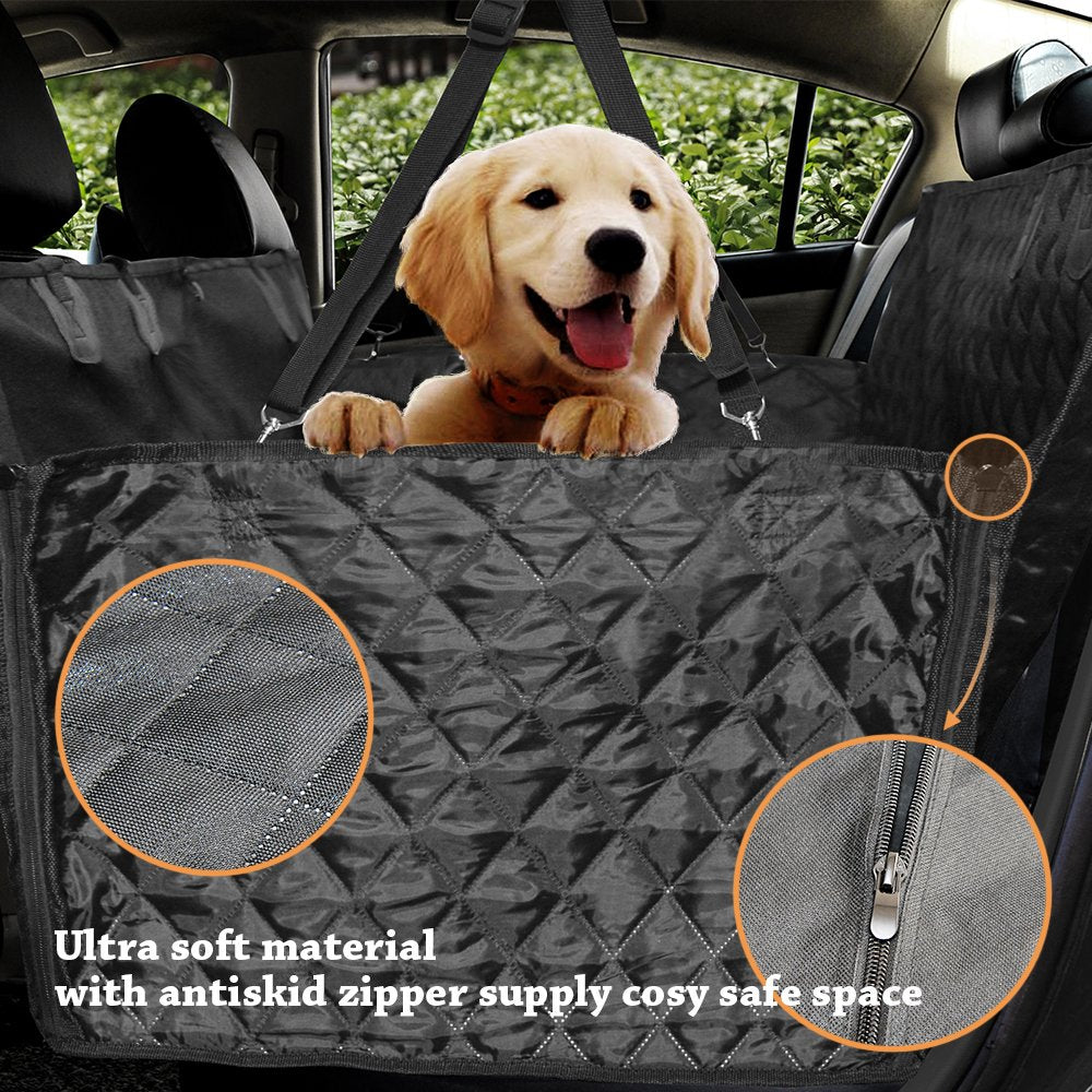 Honest Luxury Quilted Dog Car Seat Covers with Side Flap Pet Backseat Cover for Cars, Trucks, and Suv's - Waterproof & Nonslip Diamond Pattern Dog Seat Cover Black Large (57''Wx60''L)