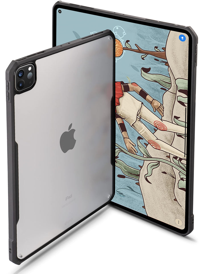 iPad Pro 11 inch Case 2022, 2021, 2020 &amp; 2018 (4th, 3rd, 2nd &amp; 1st Generation) Ultra Thin Matte Clear, Supports Apple Pencil Wireless Charging, Absorbs Shock (Black/Matte Back)