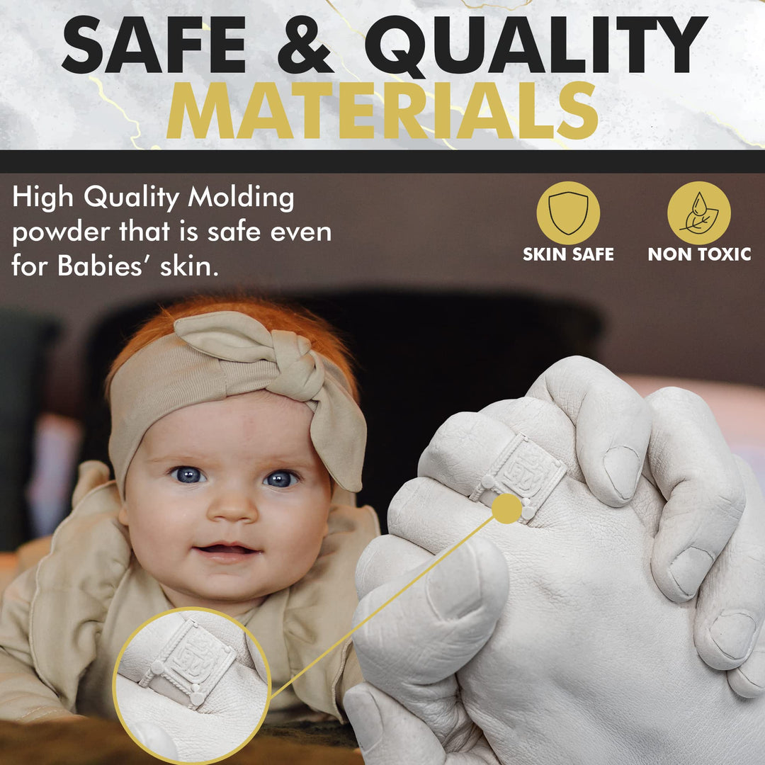 Hand Casting DIY Kit for Couples | Complete kit with Acrylic Display, Wooden Base, and Step-by-Step Guide to Create a Perfect Hand molding Christmas Gift