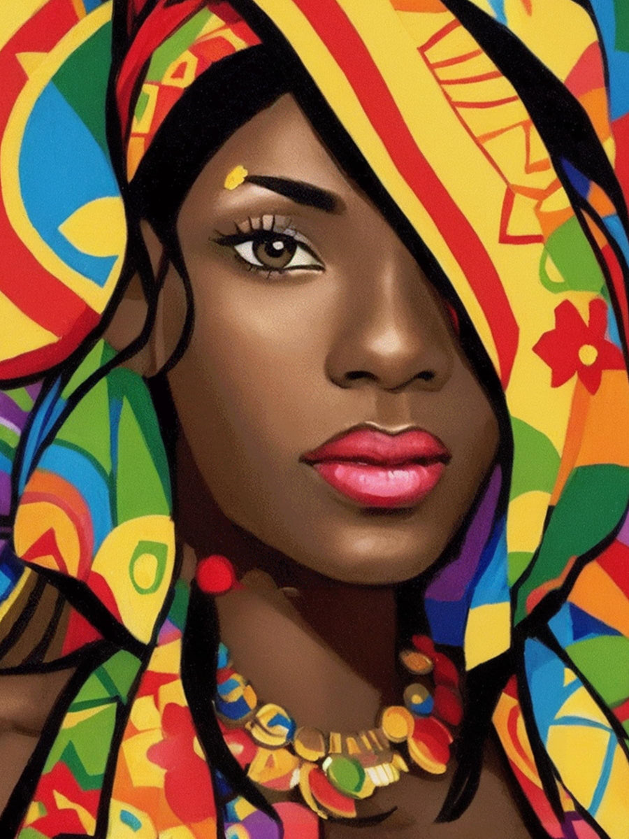 Acrylic Paint by Numbers for Adults African American, DIY Oil Painting Kit Black Woman Canvas Drawing Paintwork with Paintbrushes for Kids Beginner Arts Craft for Home Wall Decor-16x20 inch