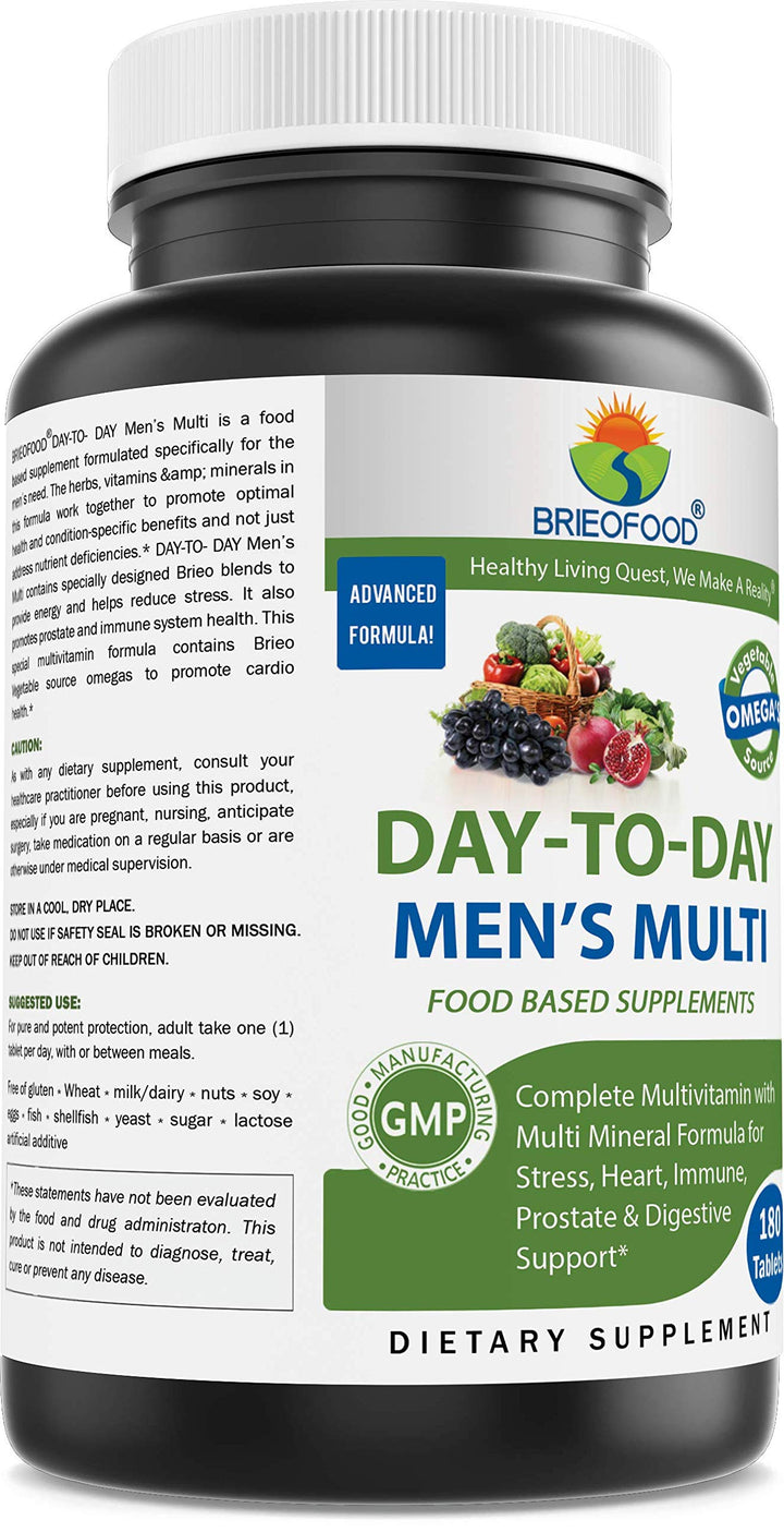BRIOFOOD Day-to-Day Men&#39;s Multi 180 Tablets - Food Based Supplement with Vegetable Source Omegas