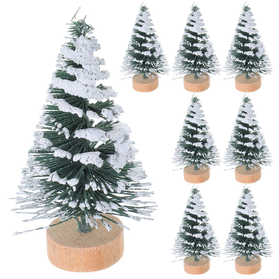 Artificial Pine Tree 10Pcs 5cm Mini Christmas Tree with Snow Covered Artificial Sisal Tree Pine Tree for Christmas Scenes Decor Home Party Bar Desktop Ornament Miniature Trees for Crafts