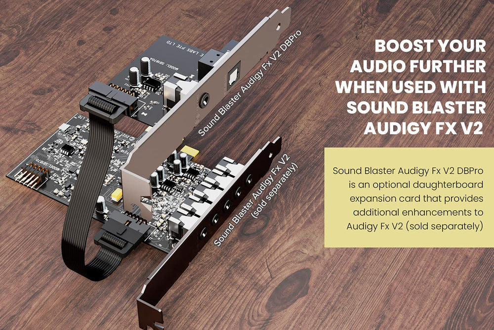 Sound Blaster Audigy Fx V2 DBPro - Expansion Card for Sound Blaster Audigy Fx V2, with DSD256 Playback Support, 7.1 Surround Sound, and Optical-Out Port