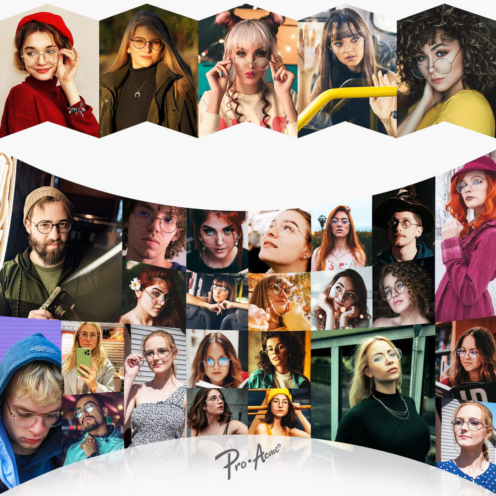 Non Prescription Clear Lens Glasses Retro Small Round Metal Frame (Black)