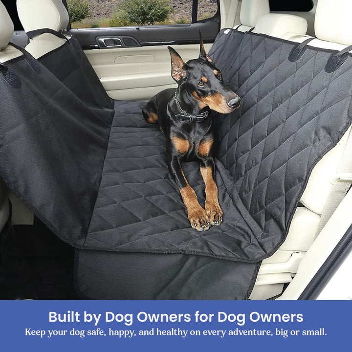 Dog Backseat Cover with Hammock for Cars, SUVs, and Trucks – Waterproof Layers, Nonslip Seat Protector, Durable Nylon Clips, K9 Shield with Heavy Duty Thread, (Regular, Black)