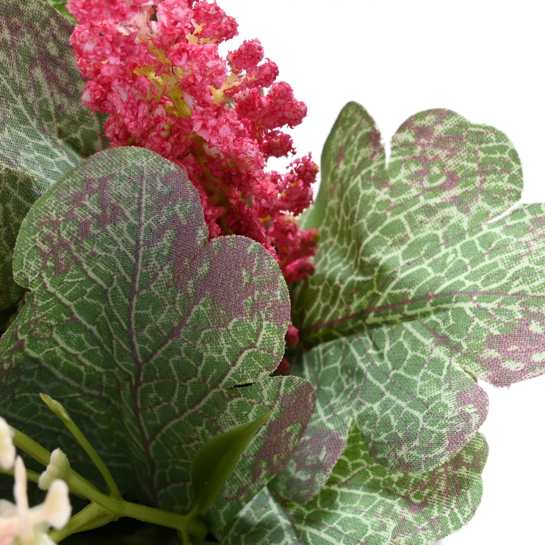 2Pcs Artificial Pot Flowers White/Pink Faux Lavender Potted Fake Flower Arrangements in Slurry Pots for Home Office Farmhouse Decoration Table Centerpieces Shelf Small Plant Decor