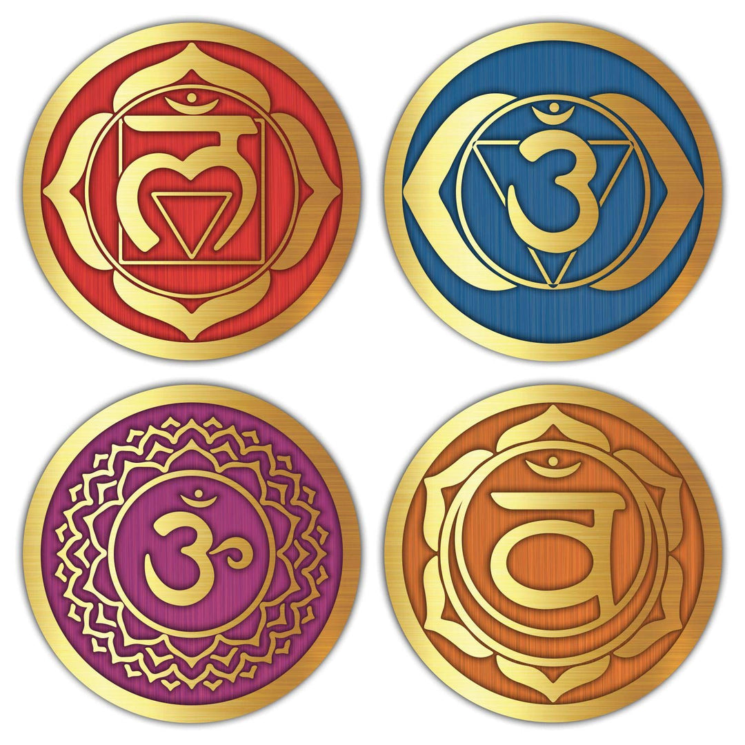 Seven Chakra Wall Stickers - (Set of 7) 6 Large Round Vinyl Decals for Yoga Meditation Room Art Decor