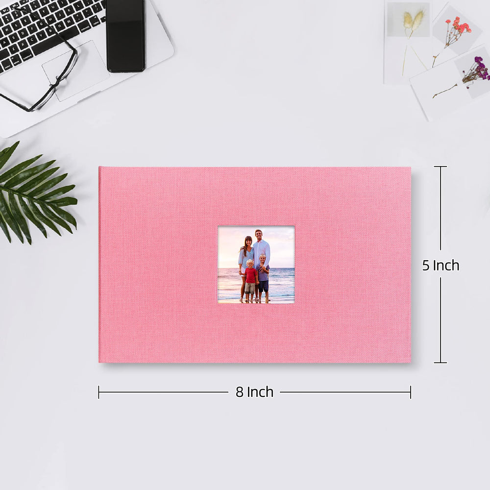 Small Photo Album 4x6 100 Photos Linen Cover Picture photo Book with 100 Horizontal Pockets for Wedding Family Anniversary Baby(Pink)