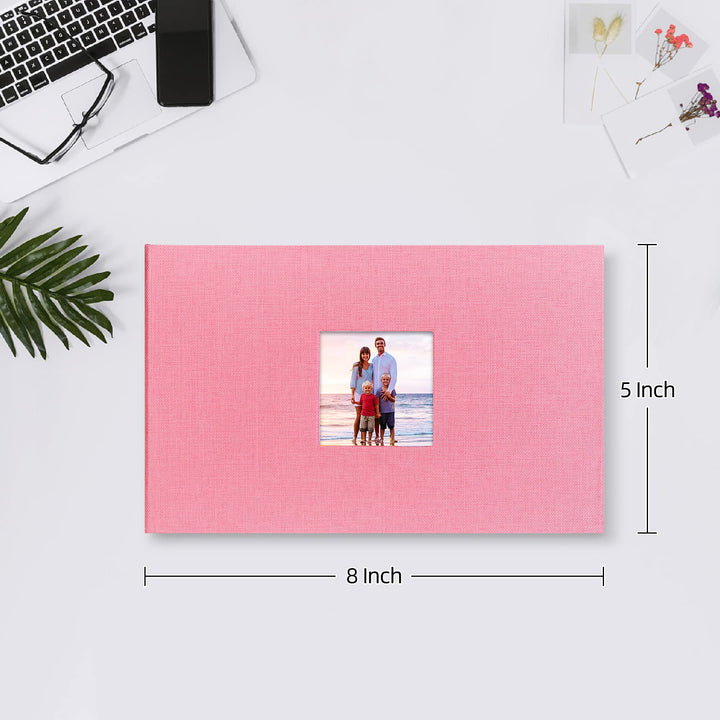 Small Photo Album 4x6 100 Photos Linen Cover Picture photo Book with 100 Horizontal Pockets for Wedding Family Anniversary Baby(Pink)