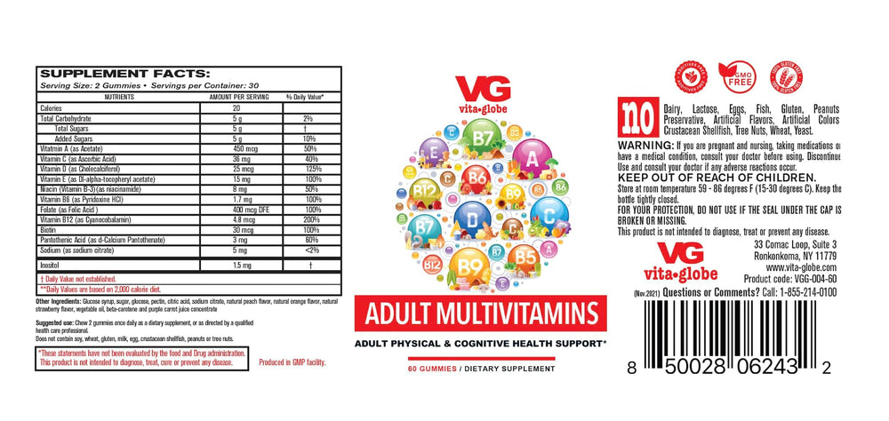 VITA GLOBE Adult Multivitamin Gummy with Vitamin, Vitam