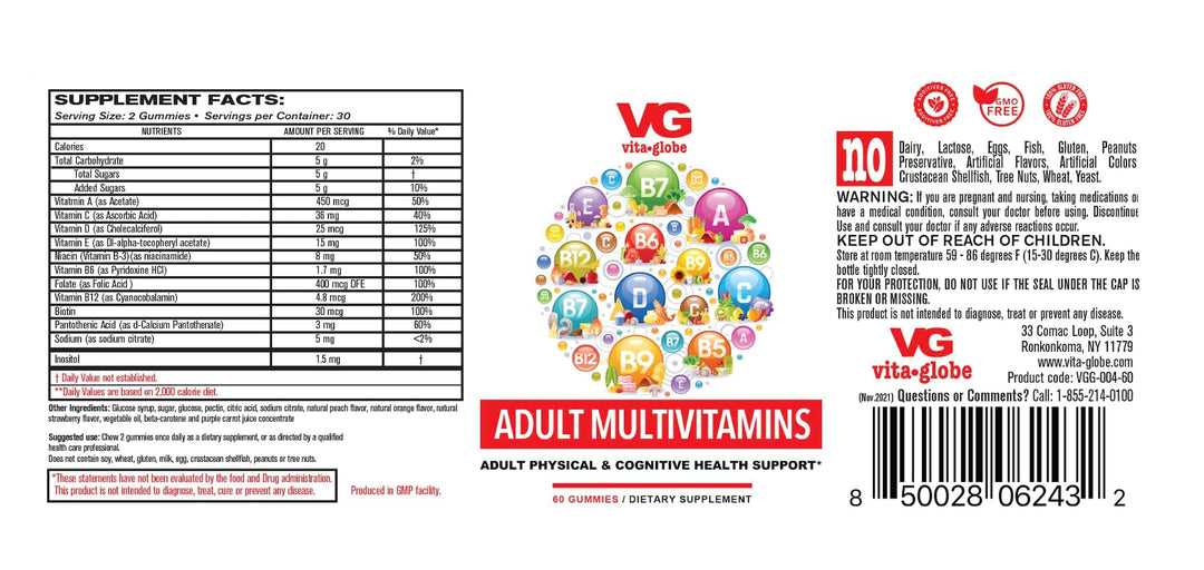 VITA GLOBE Adult Multivitamin Gummy with Vitamin, Vitam