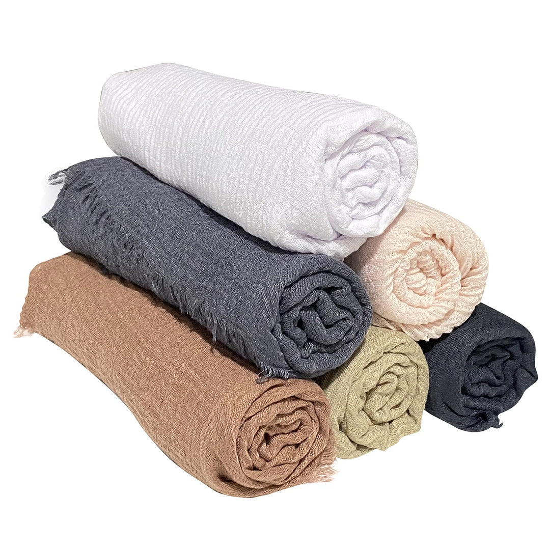 MANSHU 6PCS Women Soft Cotton Scarf Shawl Long Scarf, S