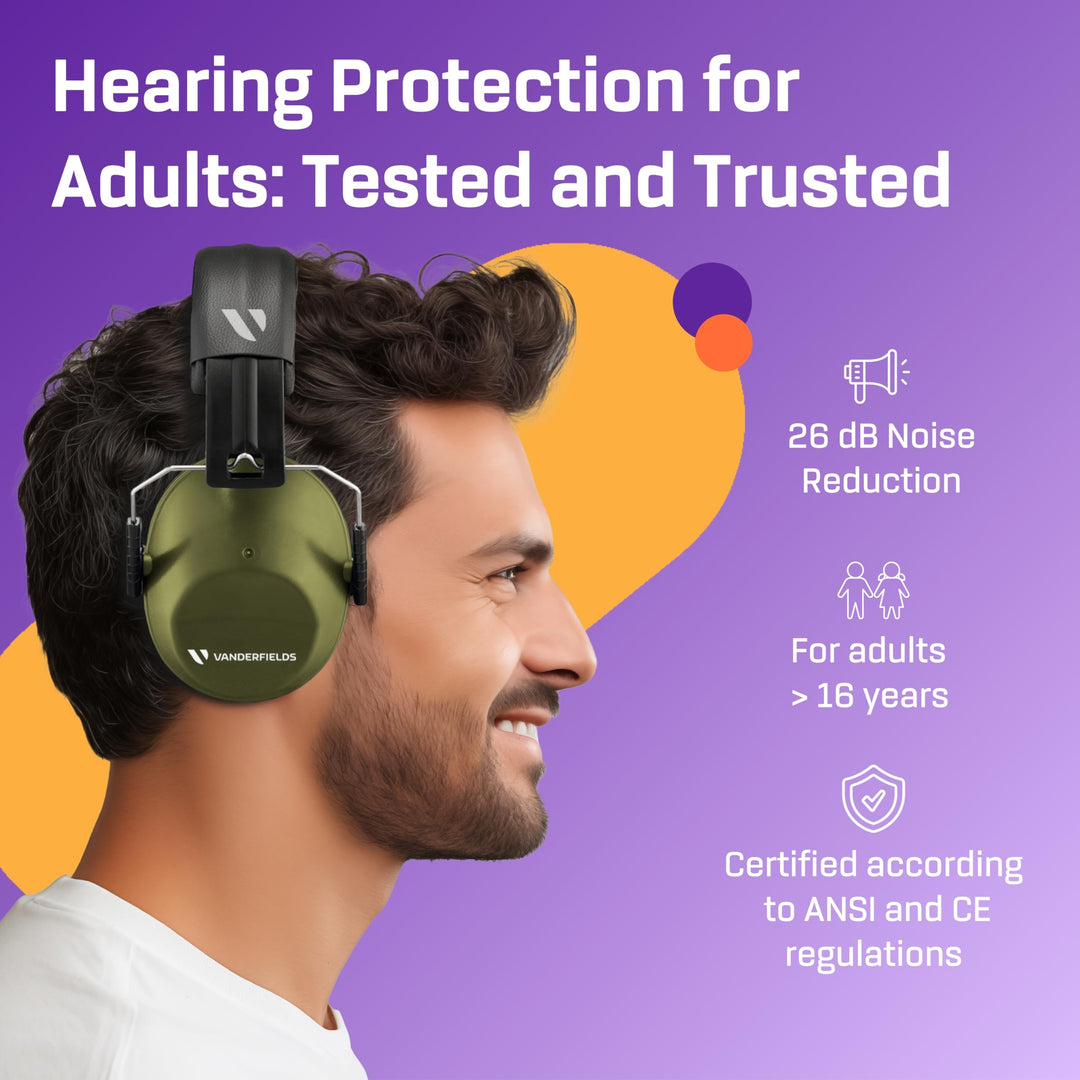 Hearing Protection Ear Muffs for Noise Reduction, 26dB Certified, Noise Cancelling Safety Ear Protection for Shooting, Adult Headphones for Lawn Mowing, DIY, Construction, Woodworking