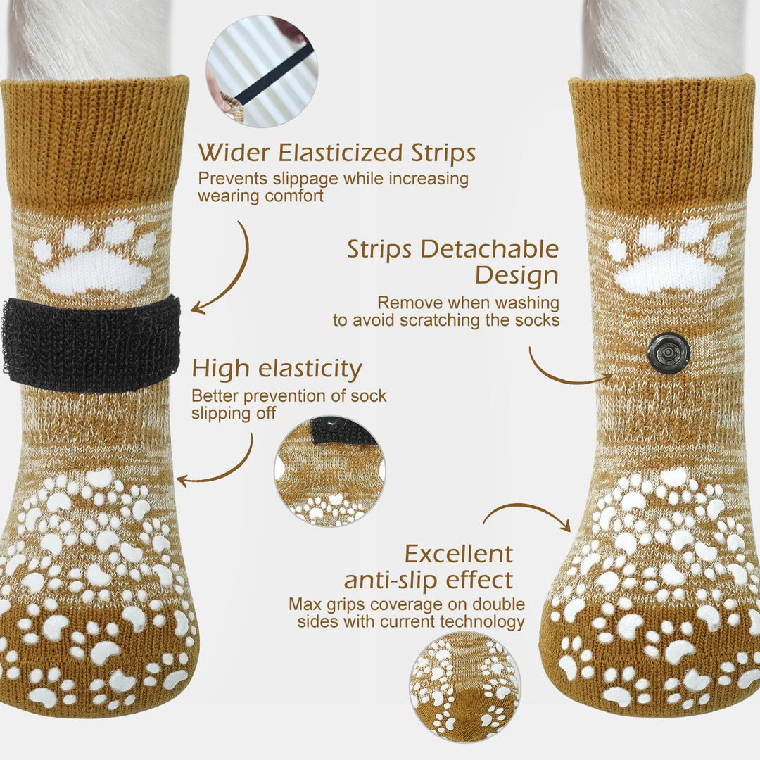 Anti Slip Dog Socks to Prevent Licking Paws, Dog Shoes for Hot Pavement, Dog Booties for Small Medium Large Senior Dogs, Traction Control Dog Boots &amp; Paw Protectors for Hardwood Floors