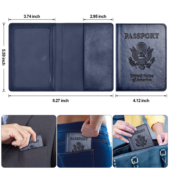 2Pack Passport Holder Wallet Cover Case, Travel Essentials for Women and Men