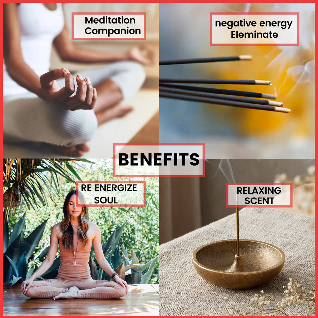 Incense Sticks with Wooden Burner Natural Relaxing | Aromatherapy Incense for Air Purifier, Mind &amp; Spirit &amp; Ritualistic Fragrance | Gift Set (Set of 6 Packs - Total 120 Sticks)