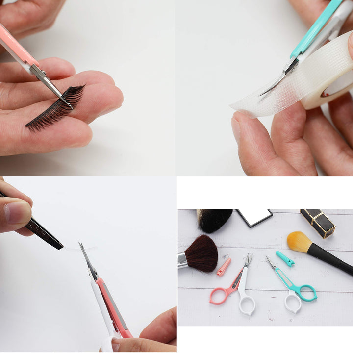 Stainless Steel Manicure Eyebrow and Eyelash Nose Hair Scissor Set With Protective Cover