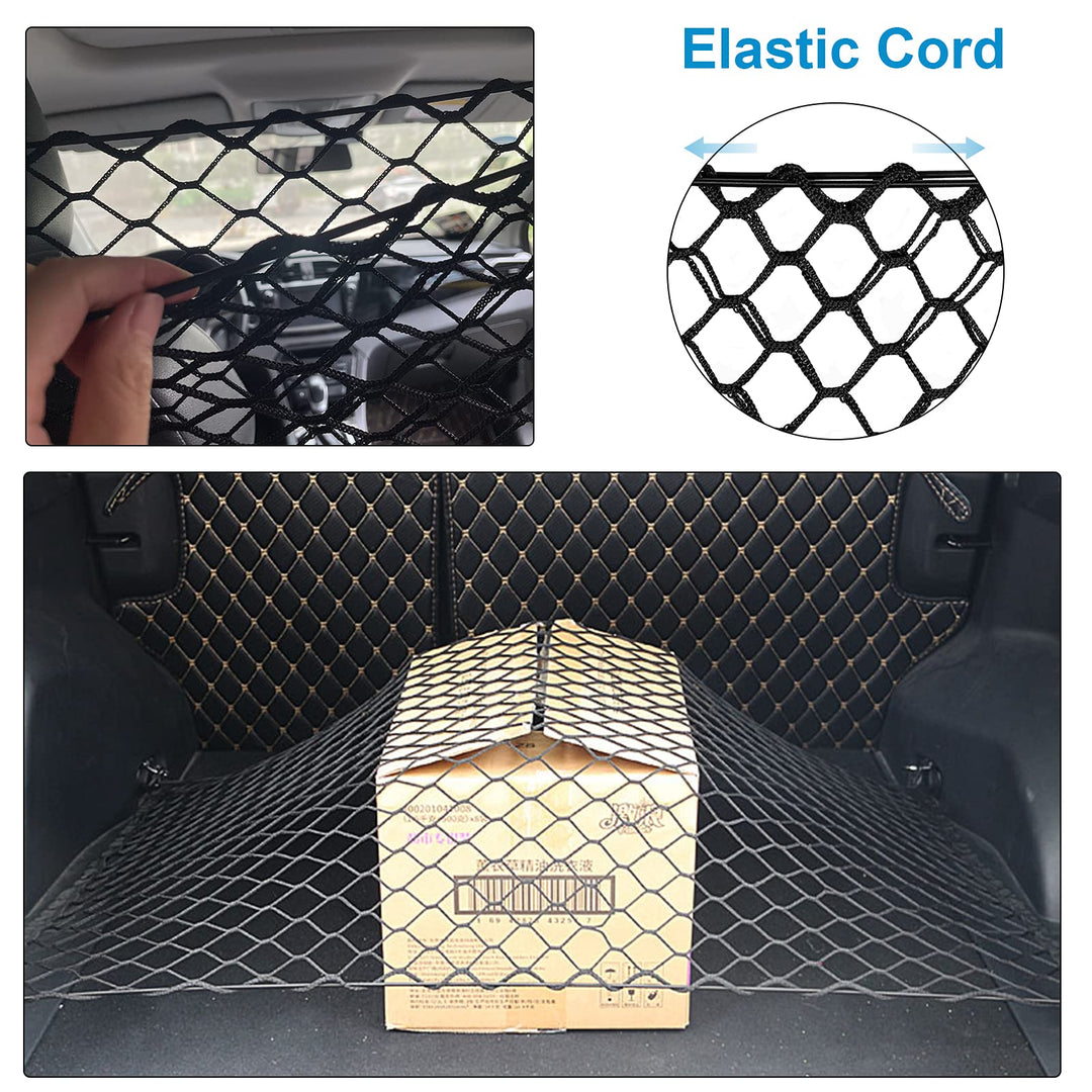 Upgrade Dual Layer Dog Barrier for Car Pet Dog Cat Net, Auto Safety Mesh Organizer Storage Bag, Adjustable Practical Cat Dog Fence Vehicle Barrier Gate for SUV Vans Trucks Large 47.24x35.43 Inch