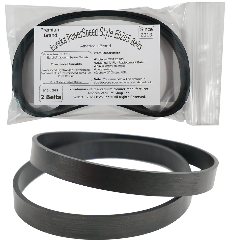 Replacement Belts for Eureka #E0205 Powerspeed Lightweight, Pro Swivel Plus & Turbo Pet Cord Rewind Vacuum 2PK