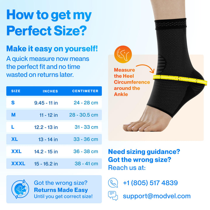 Modvel Foot & Ankle Brace Socks for Sprained Ankle Compression Sleeve - Ankle Support for Women & Men - Tendonitis & Arthritis Ankle Brace Sports Running, Torn Ligaments & Women Stabilizing Ankle Wrap
