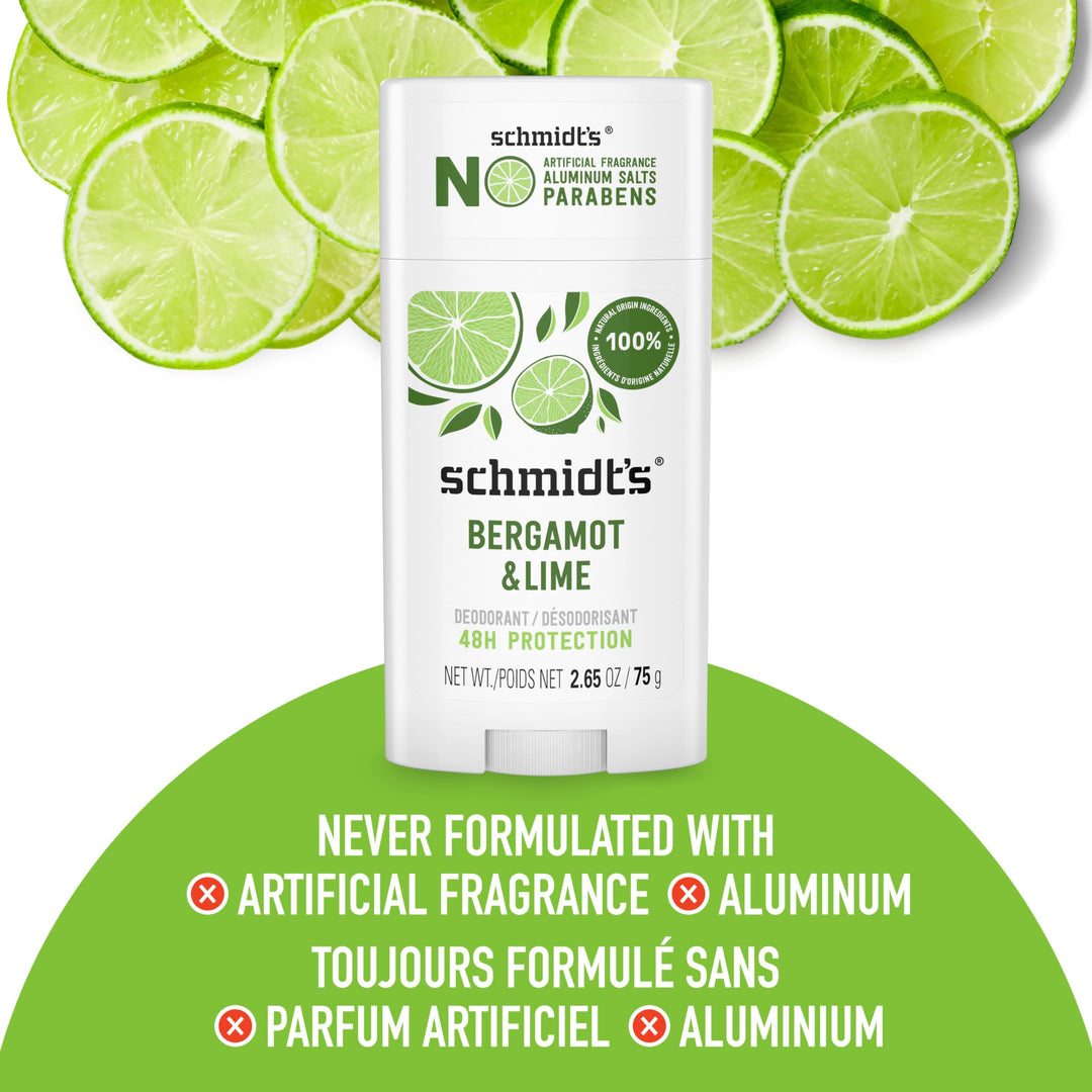 SCHMIDTS DEODORANT Bergomot Lime Deodorant Stick, 2.65 OZ