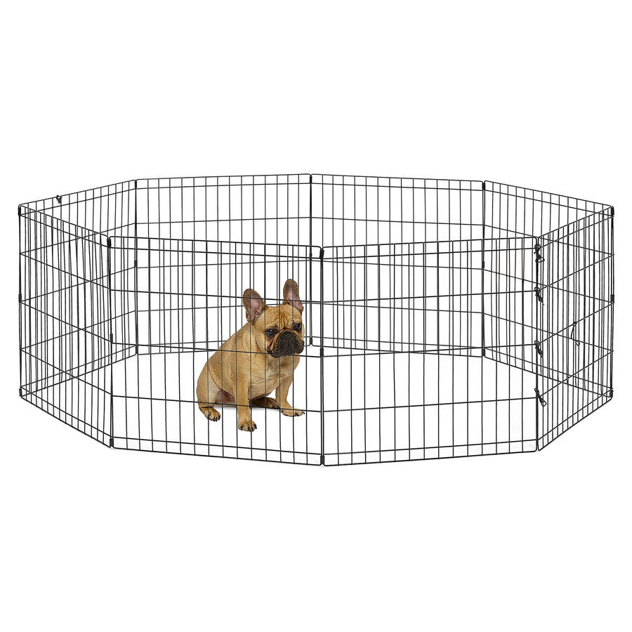 Dog Exercise Pen & Playpen, 24 W x 24 H, No Door, Black B550-24