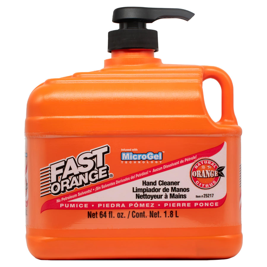 Permatex 25217 Pumice Lotion, Heavy Duty Hand Cleaner, Natural Citrus Scent, Waterless Cleaner For Mechanics, Strong Grease Fighter, 1/2 Gallon, Orange, 64 Fl Oz (Pack of 1)