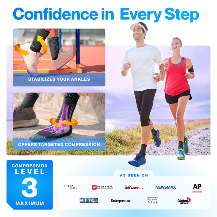 Modvel Foot & Ankle Brace Socks for Sprained Ankle Compression Sleeve - Ankle Support for Women & Men - Tendonitis & Arthritis Ankle Brace Sports Running, Torn Ligaments & Women Stabilizing Ankle Wrap