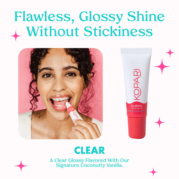 Coconut Lip Glossy - Clear - Hydrating and Moisturizing, Vitamin E and Shea Butter With 100% Organic Coconut Oil, Non GMO, Vegan Sulfate Free 0.35 Oz