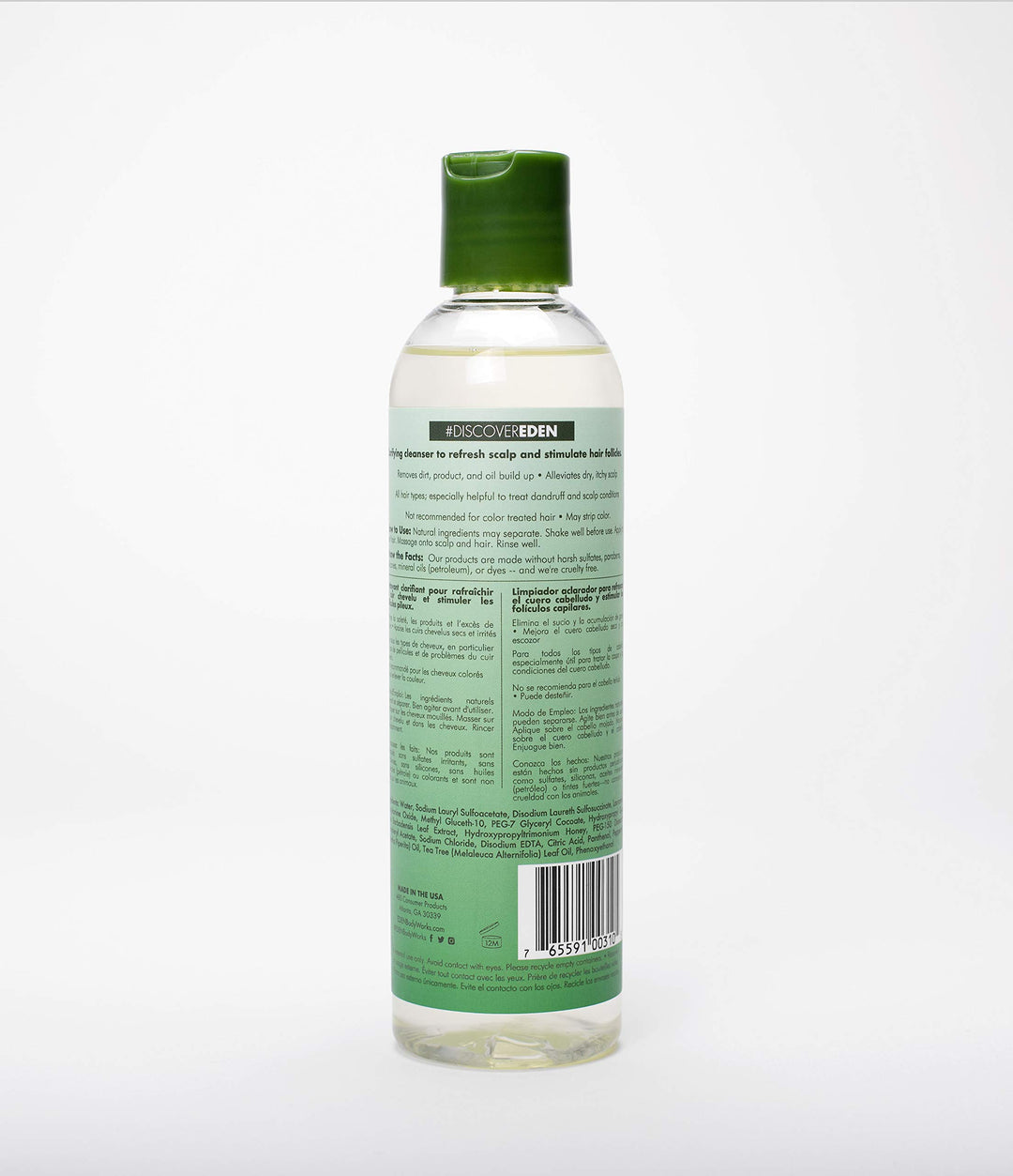 Peppermint Tea Tree Clear Clarifying Shampoo for Oily Hair, Dry Hair, Curly Hair - Scalp Cleansing Shampoo for Build Up &amp; Dandruff - Paraben &amp; Sulfate Free - 8 oz.