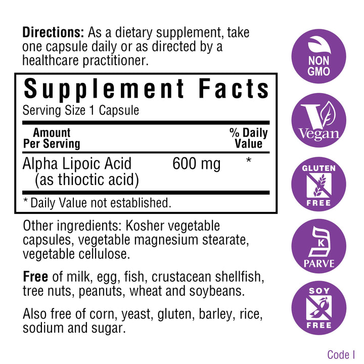 BLUEBONNET NUTRITION ALPHA LIPOIC ACID 100 mg