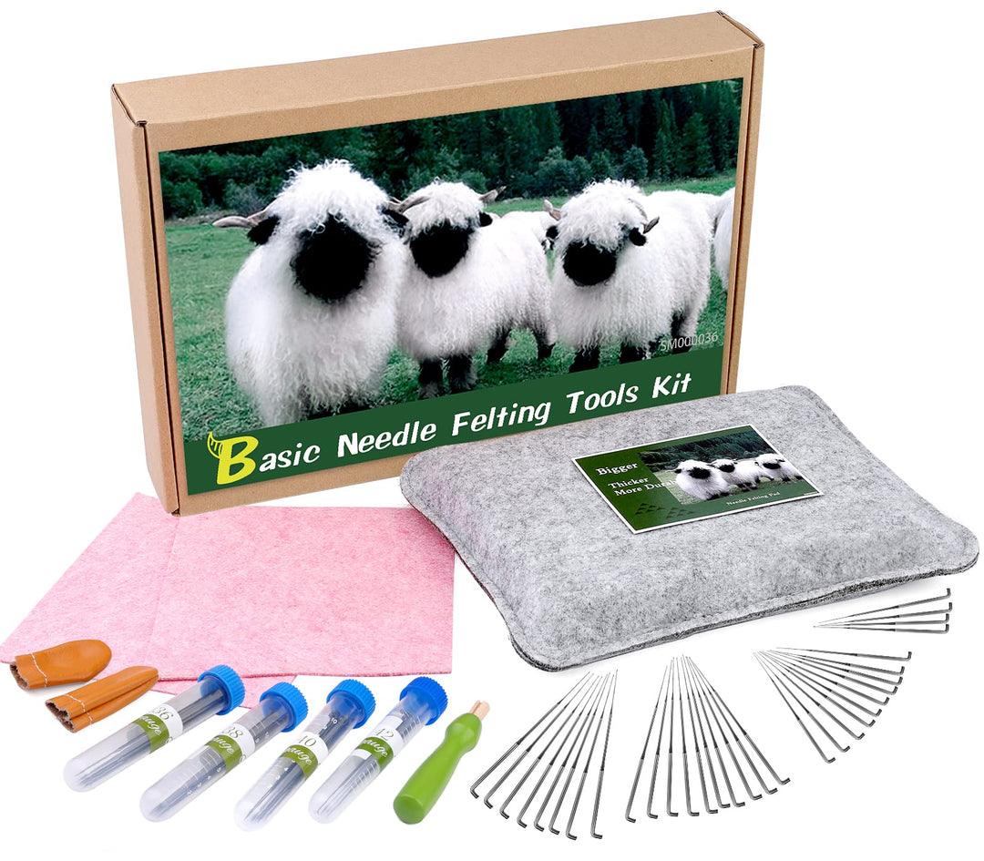 Needle Felting Pad, 9.84 x 7.87 x 1.38&#39;&#39;, Needle Felting Mat, Needle Felting Tools, Needle Felting Kit, Beginner Felting Tools with Felting Needle Holder, Felting Needles for Needle Felting DIY