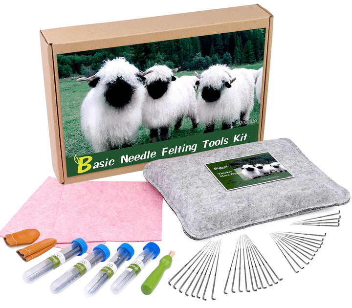 Needle Felting Pad, 9.84 x 7.87 x 1.38&#39;&#39;, Needle Felting Mat, Needle Felting Tools, Needle Felting Kit, Beginner Felting Tools with Felting Needle Holder, Felting Needles for Needle Felting DIY